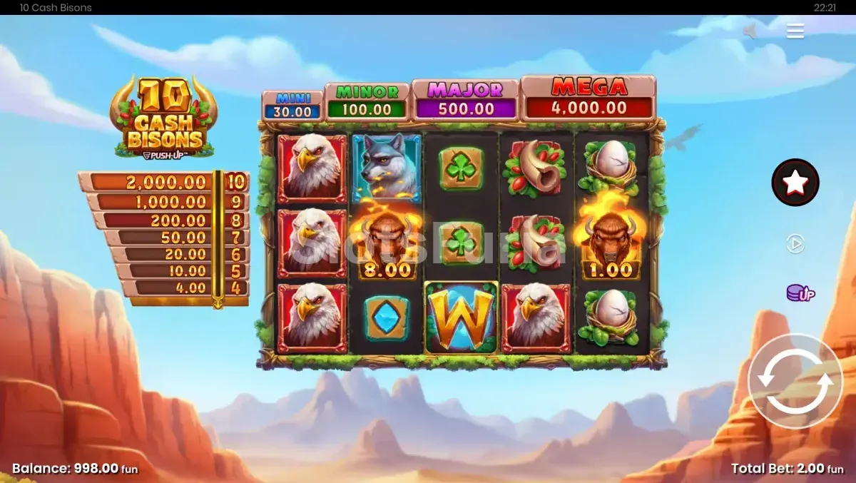 Juego base de 10 Cash Bisons en la pradera americana