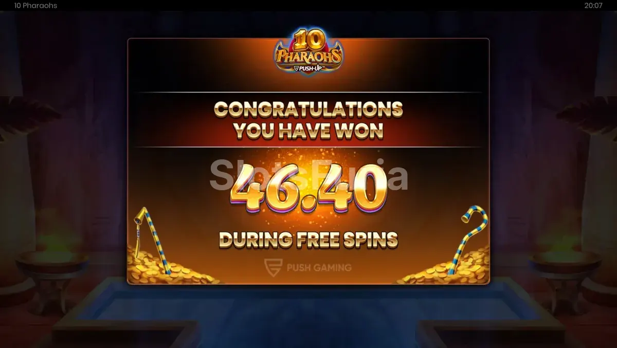 Gran victoria conseguida en 10 Pharaohs de Push Gaming