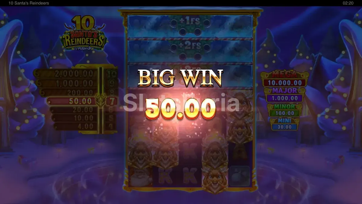 Gran victoria en 10 Santa's Reindeers con multiplicador alto