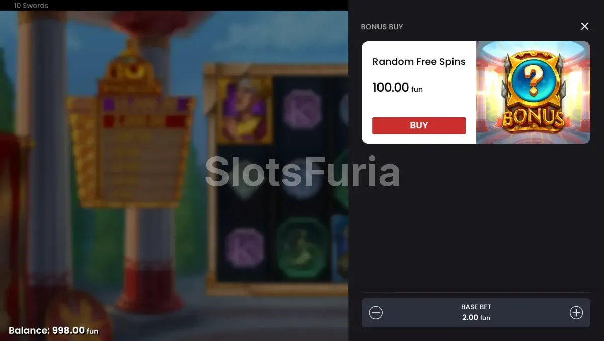 Opción de compra de bonus en 10 Swords