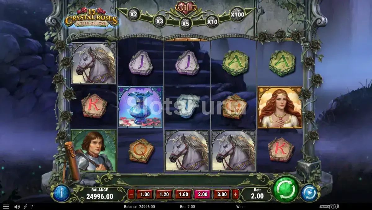 Ronda de giros gratuitos activa en 15 Crystal Roses A Tale of Love