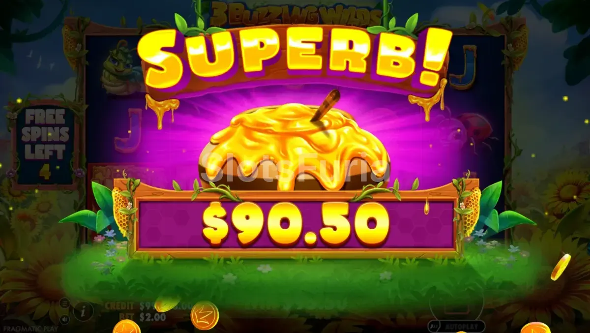 Gran victoria en 3 Buzzing Wilds con wilds acumulados