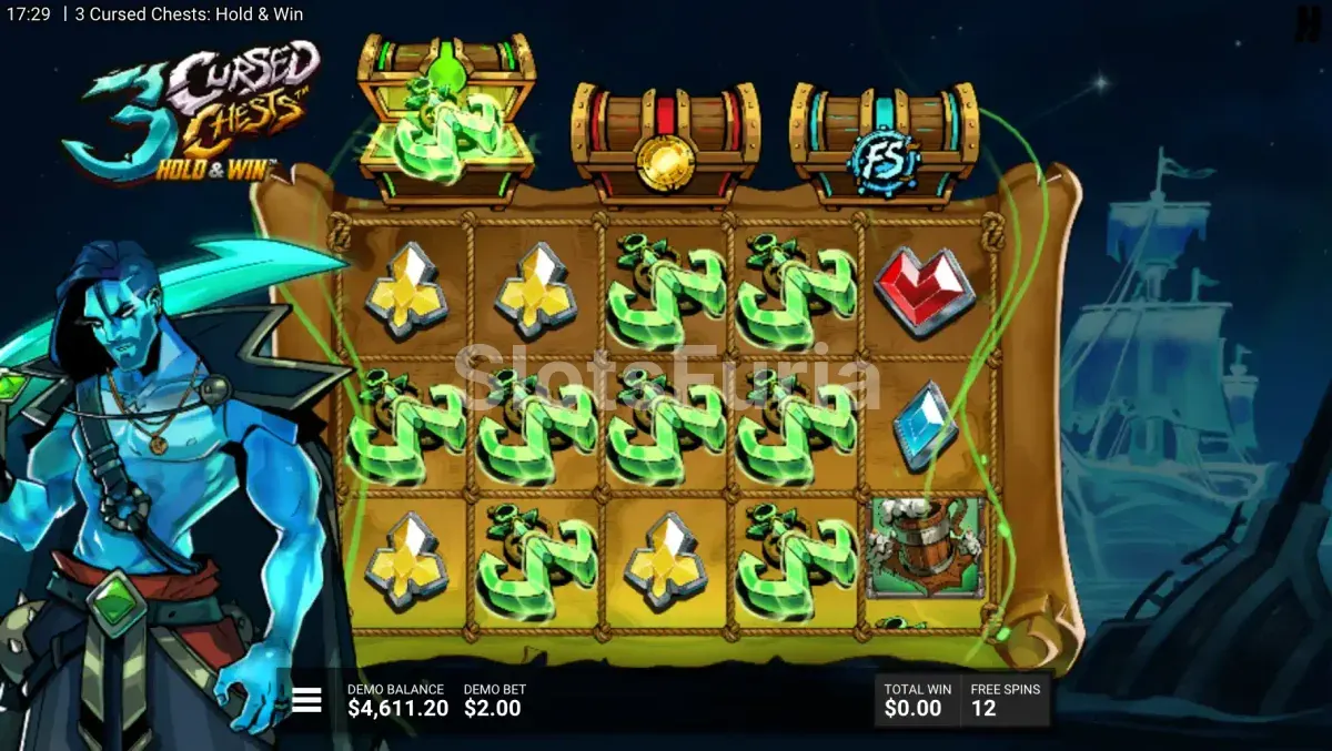 Ronda de giros gratuitos Treasure Cove en 3 Cursed Chests