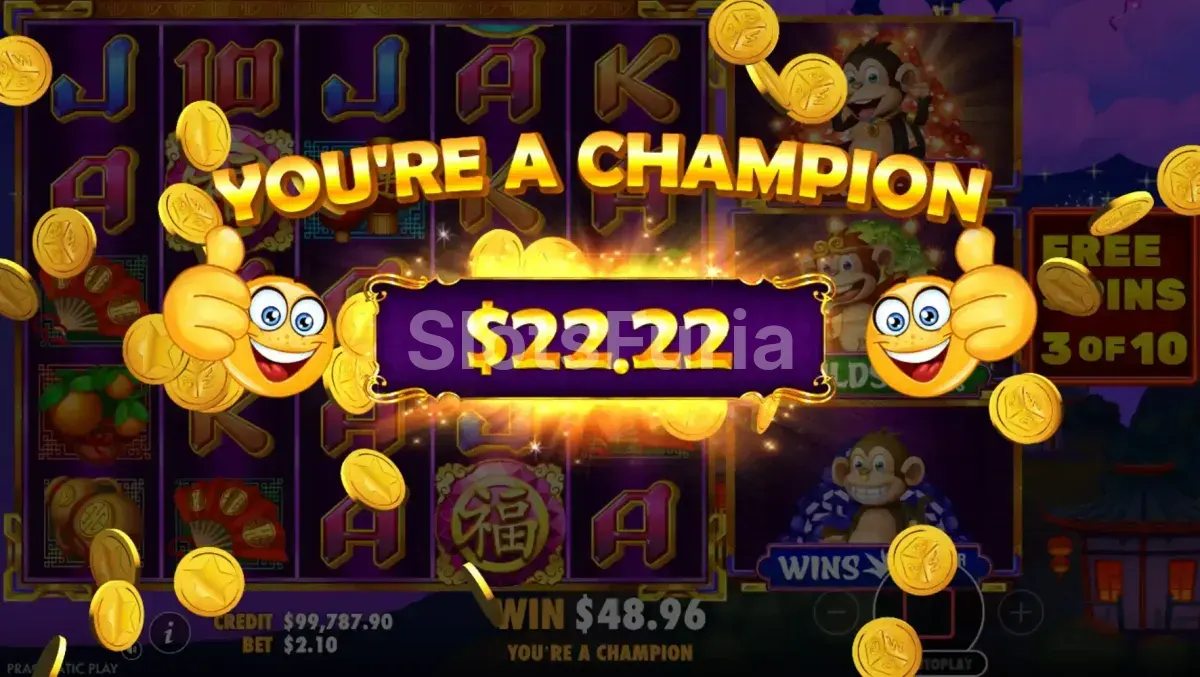 Gran premio conseguido en la tragamonedas 3 Dancing Monkeys