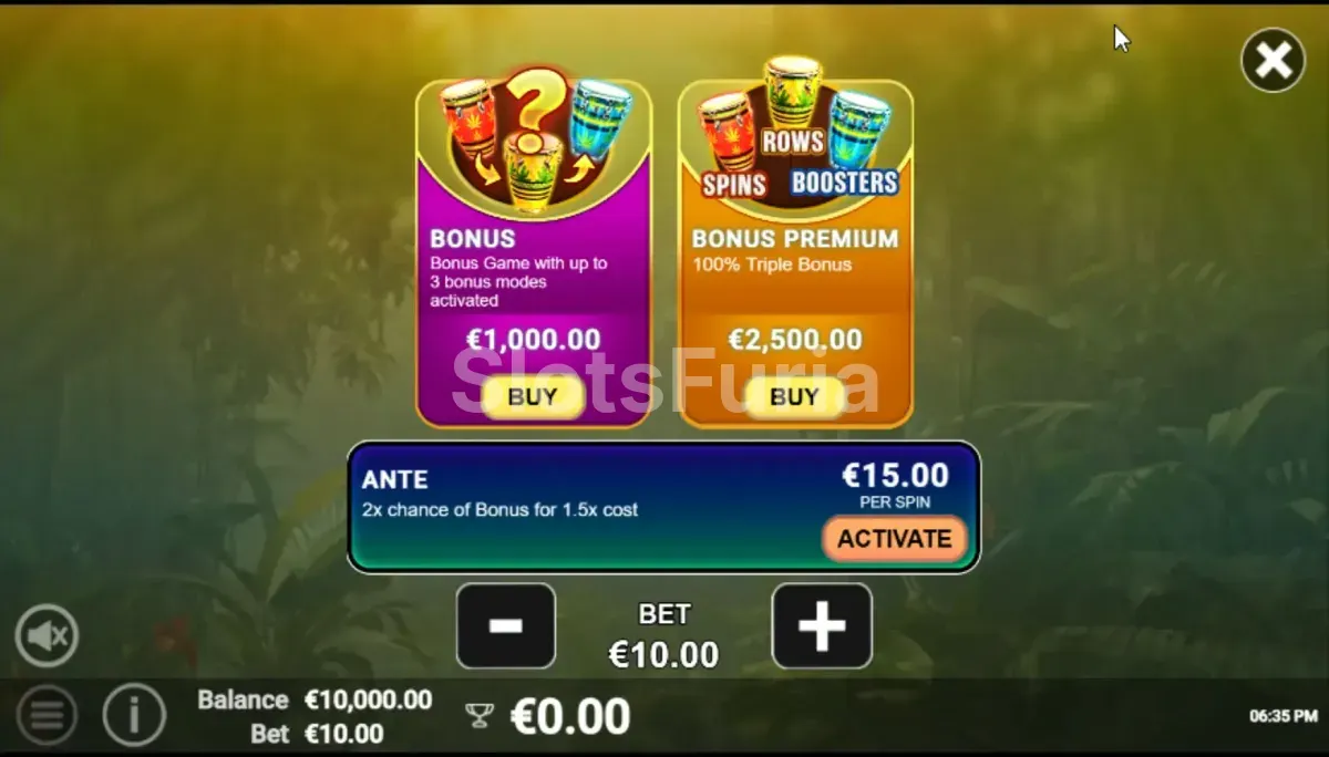 Menú de compra de bonus en 3 Jungle Beats de Avatar UX
