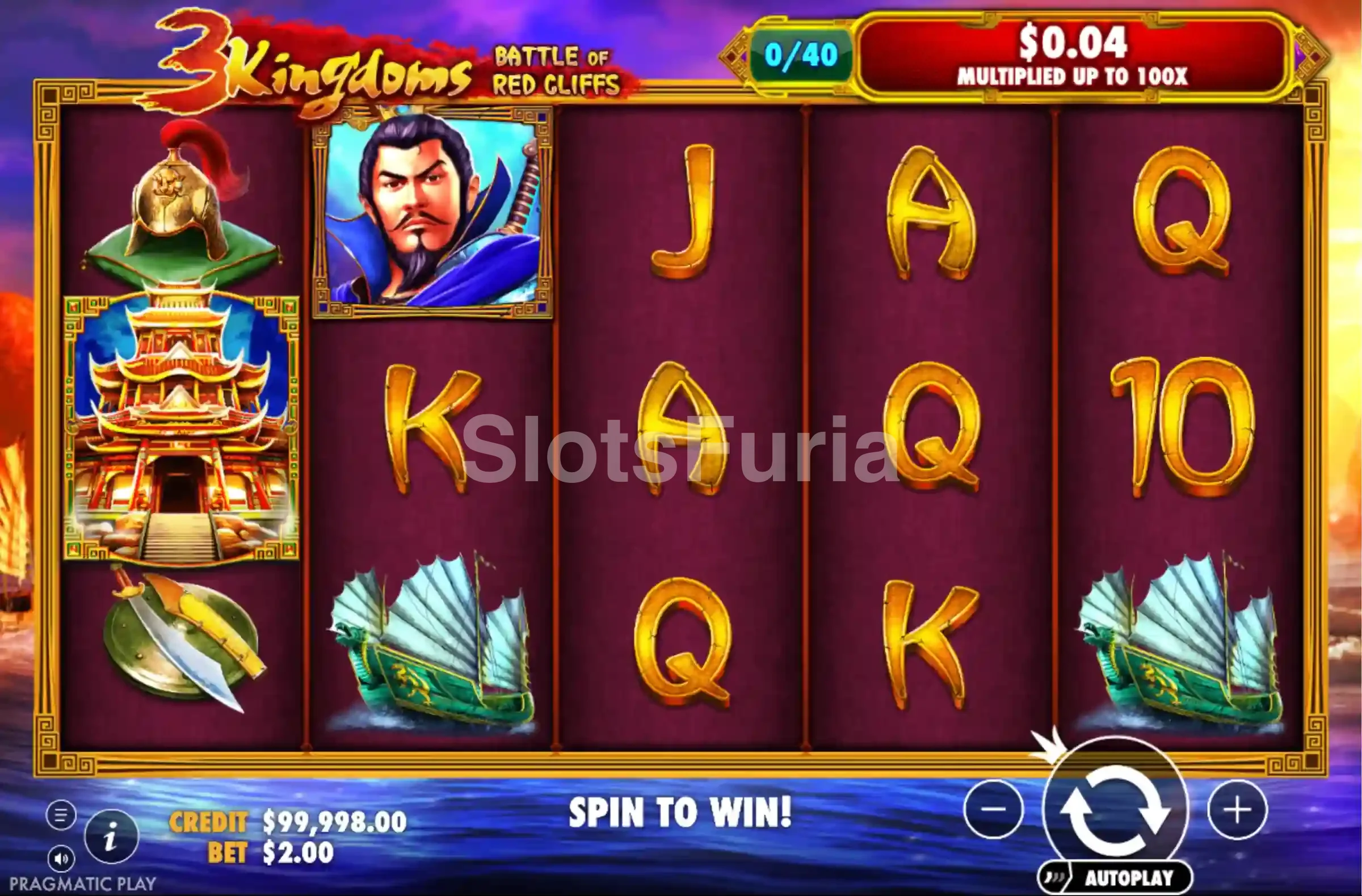 Pantalla principal del juego base de 3 Kingdoms Battle of Red Cliffs