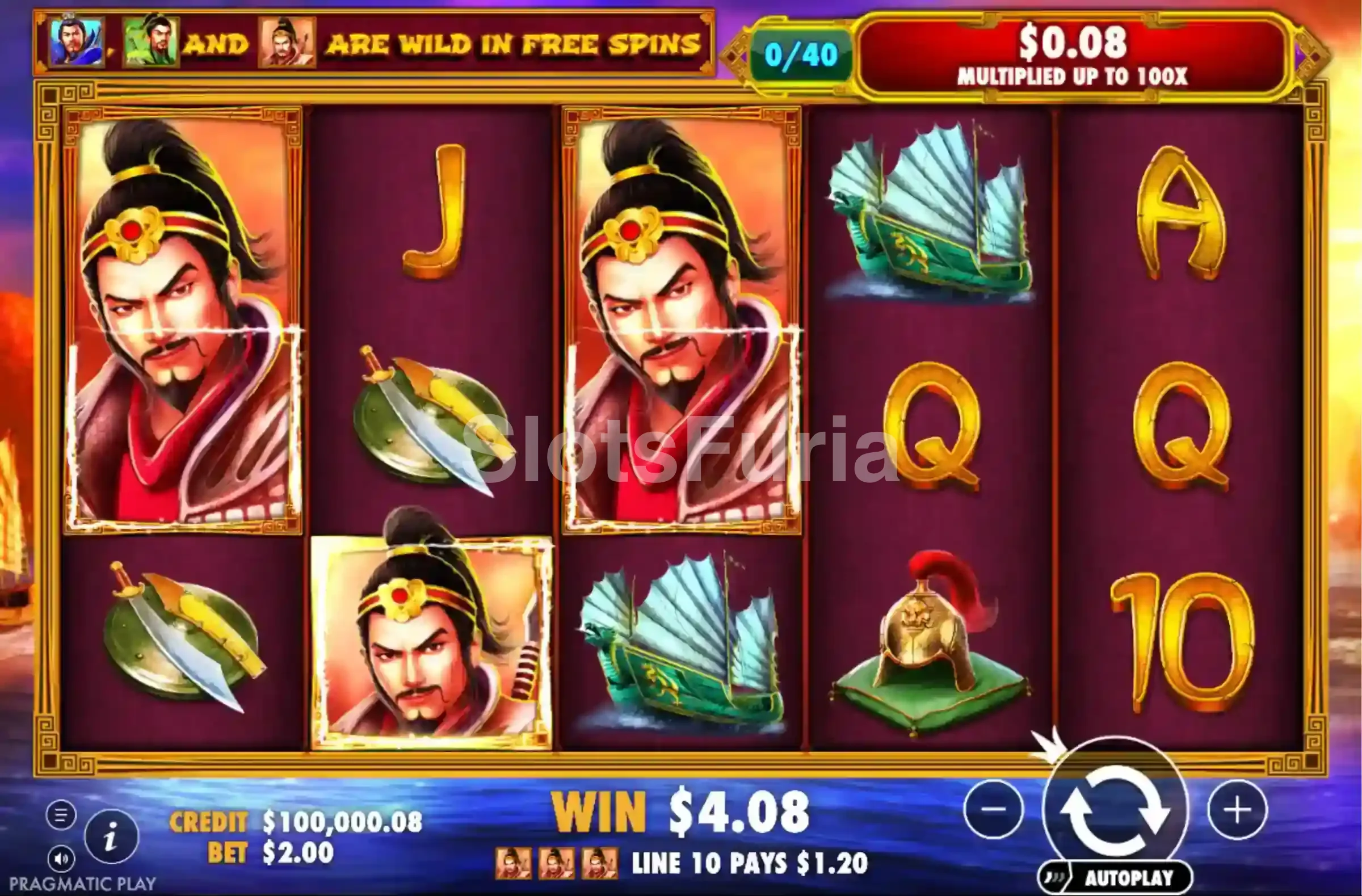 Gran victoria en 3 Kingdoms Battle of Red Cliffs durante el bonus