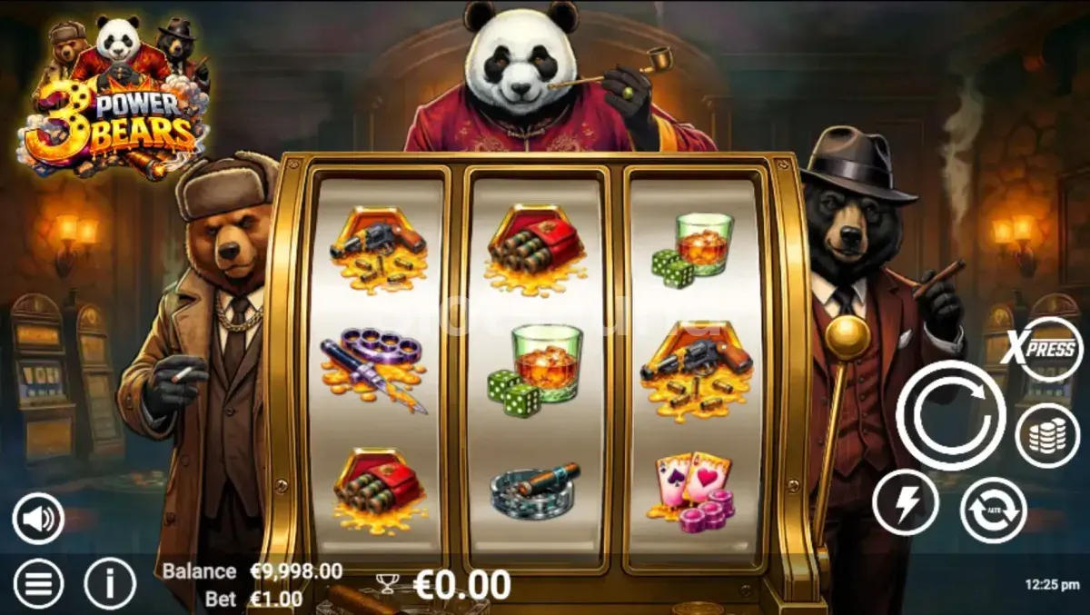 Pantalla principal del juego 3 Power Bears con los tres osos activos