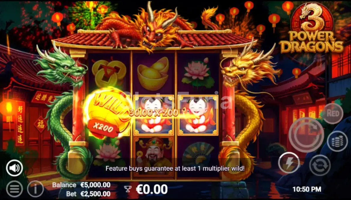 Ronda de bonus en acción dentro de 3 Power Dragons de Avatar UX