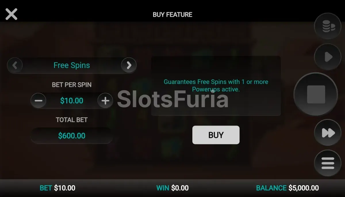 Función de compra de bonus en 5 Tombs of Fortune de Relax Gaming