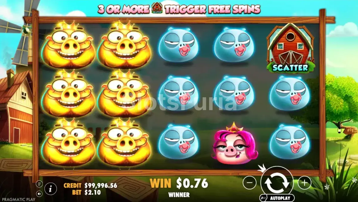 Vista alternativa del juego base de 7 Piggies mostrando los símbolos