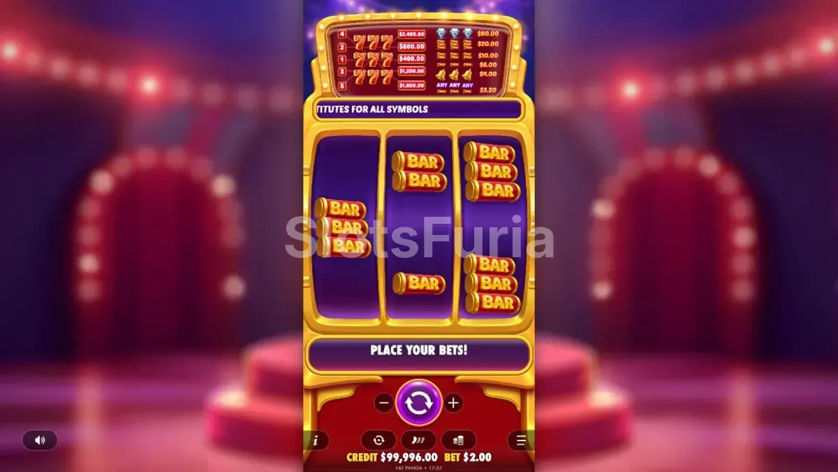 Segunda vista del juego base de 777 Rush mostrando combinación ganadora