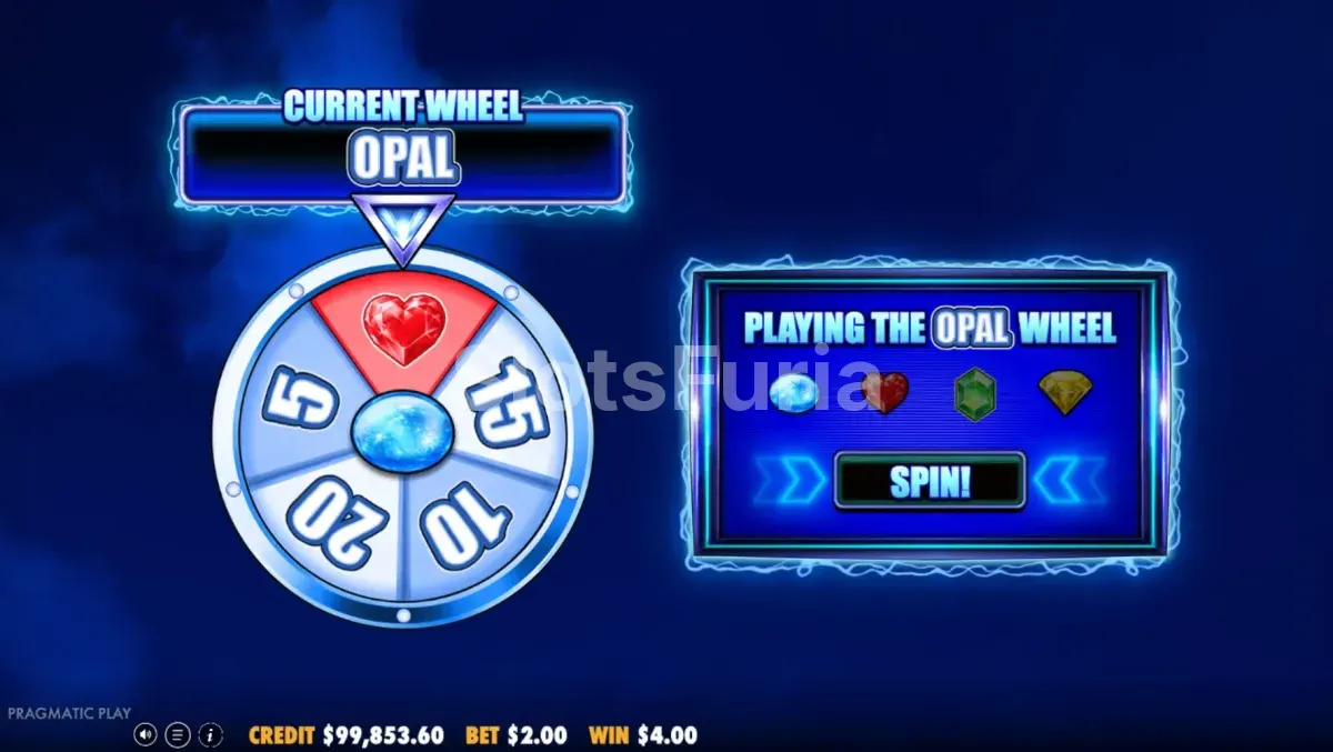 Activación de las ruedas de premios en 777 Wheel Blitz durante una partida
