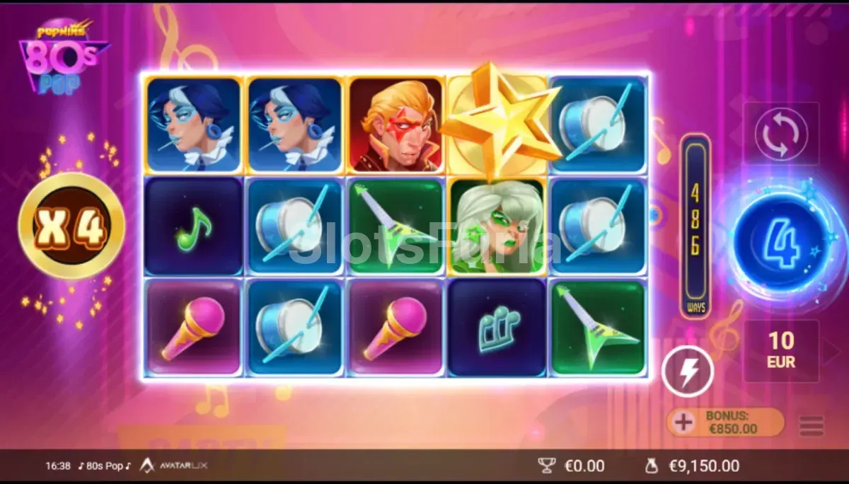 Ronda de giros gratuitos activa en 80sPop Avatar UX