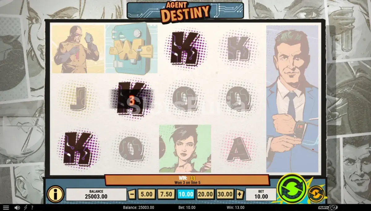 Resultado de giro con Mega Símbolos activados en Agent Destiny