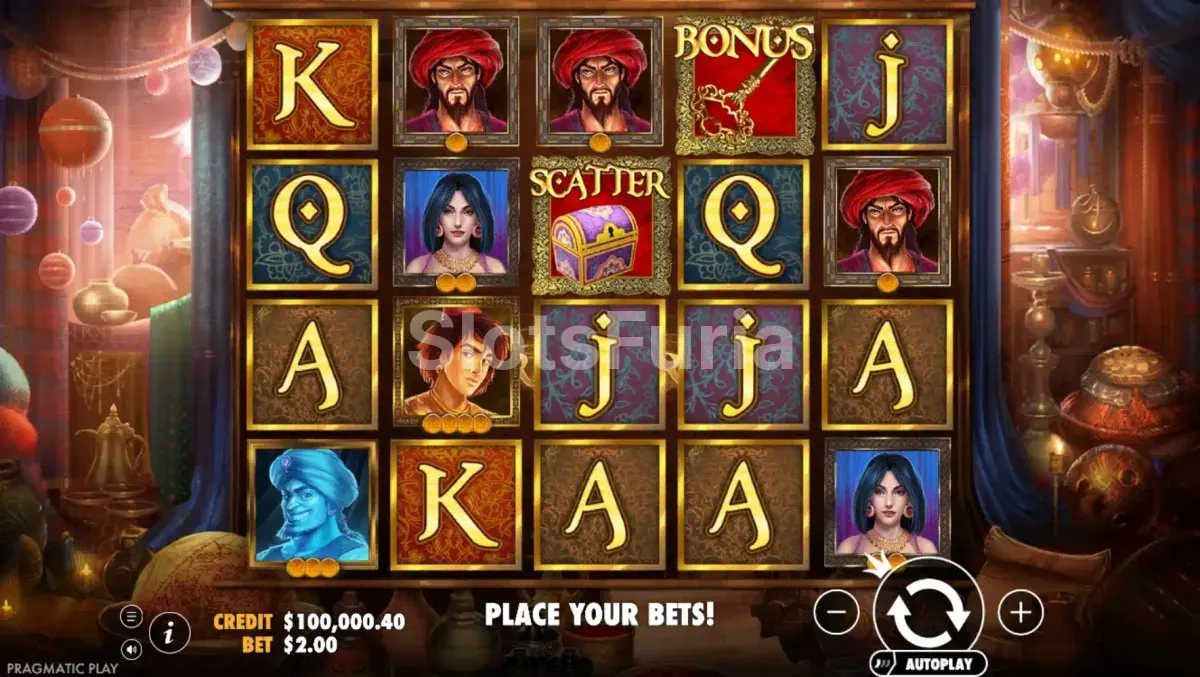 Pantalla principal de la tragamonedas Aladdin's Treasure de Pragmatic Play
