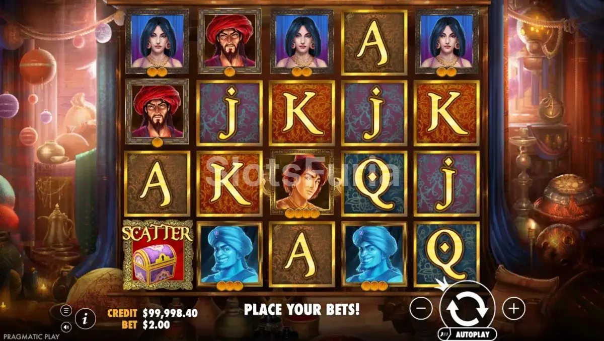 Segunda pantalla del juego base de Aladdin's Treasure en acción
