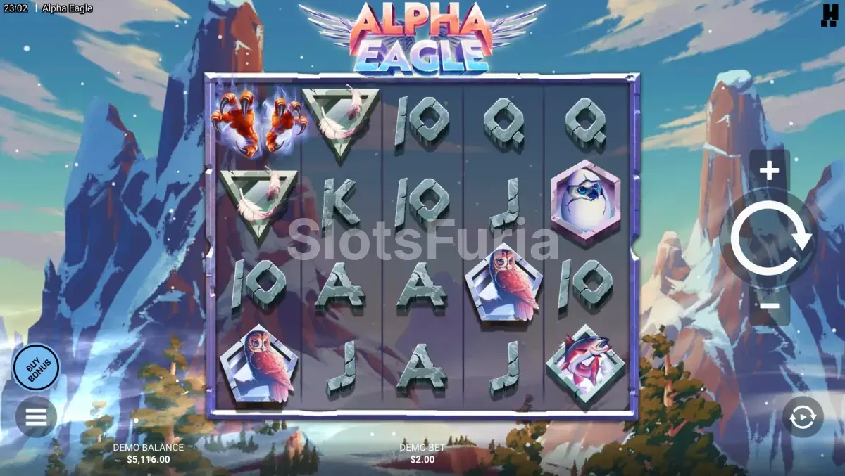 Pantalla principal del juego Alpha Eagle con escenario nevado