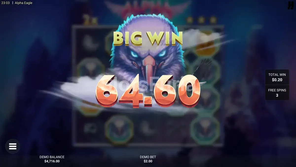 Gran victoria en Alpha Eagle con multiplicador Eagle Link activo