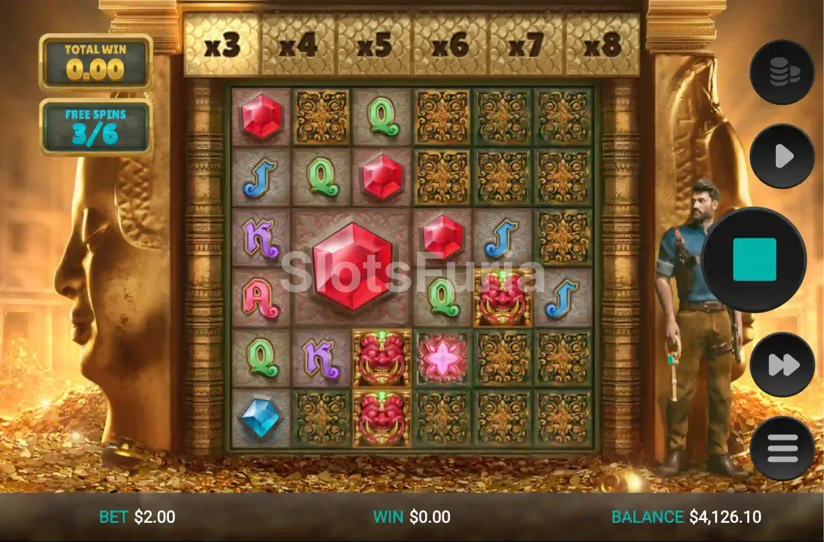 Ronda de giros gratis de Ancient Tumble con multiplicadores activos