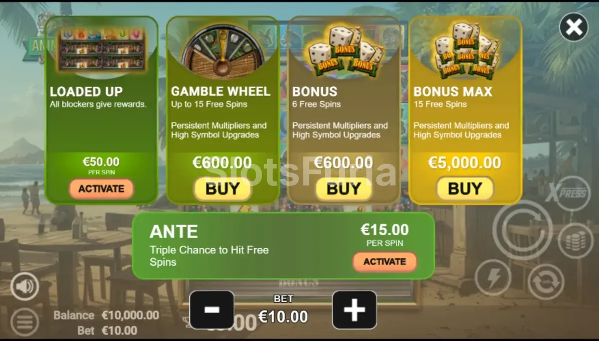 Pantalla de compra de bonos en Animals Strike de Avatar UX