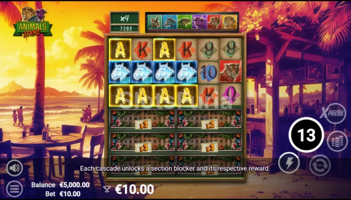 Ronda de tiradas gratuitas de Animals Strike con multiplicadores activos