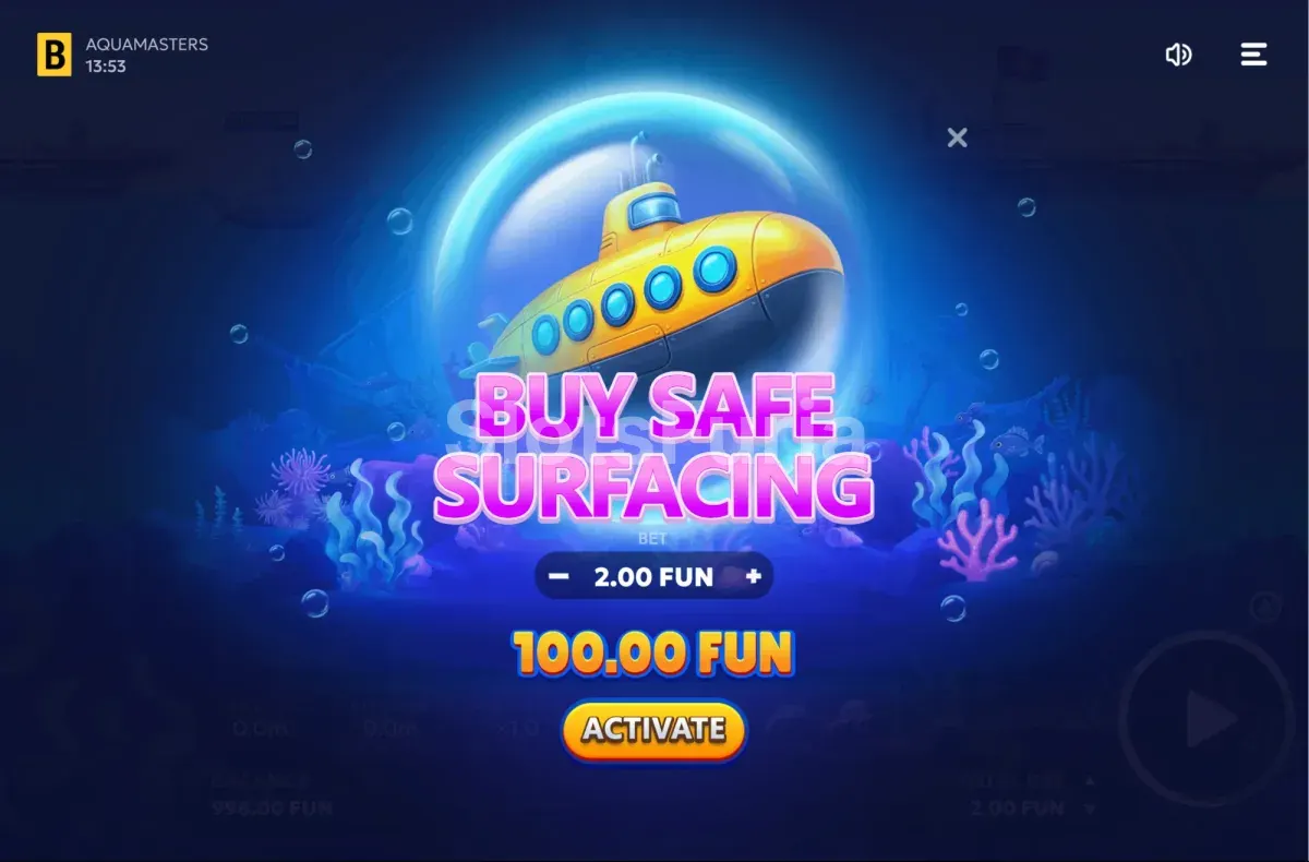 Función especial de Aquamasters activada en pantalla