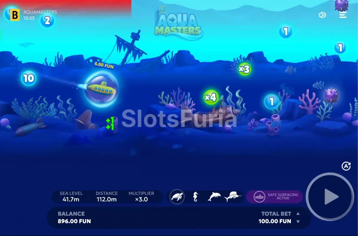 Segunda función especial de Aquamasters con sus símbolos destacados