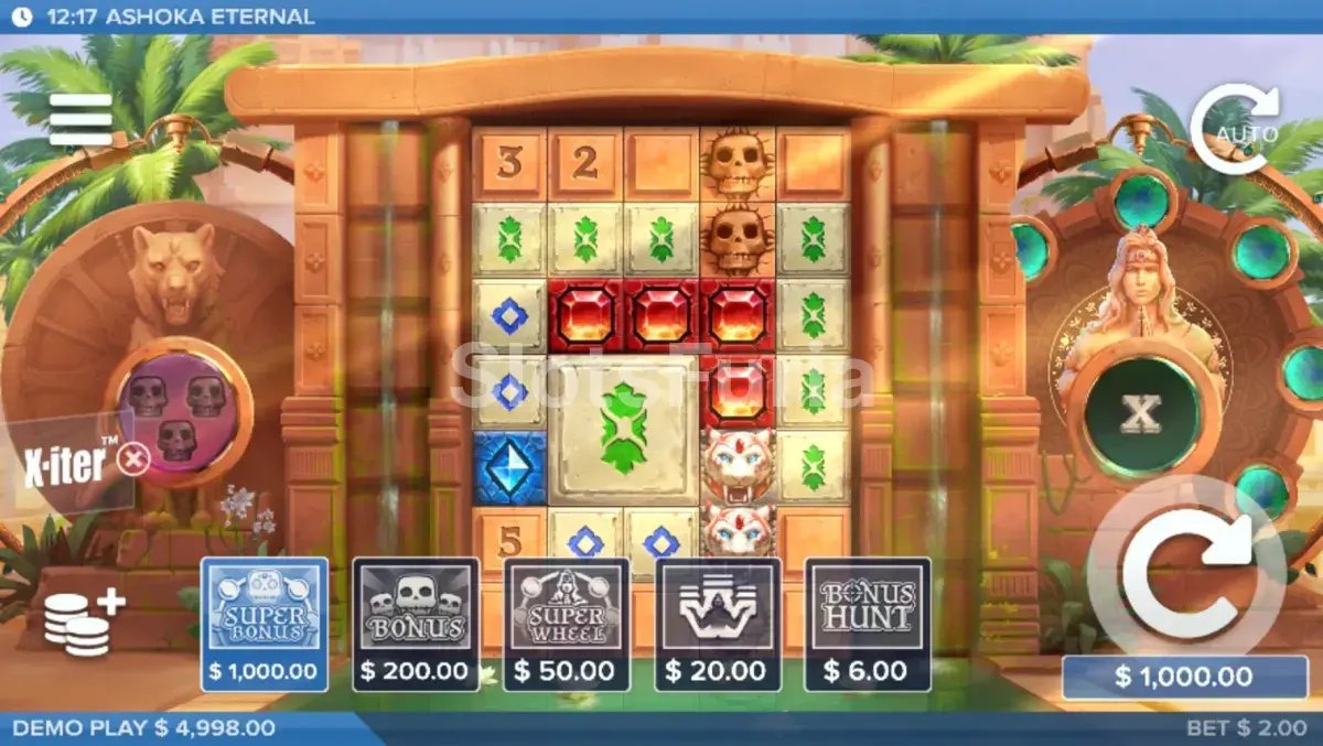 Menú de compra de bonus X-iter en Ashoka Eternal