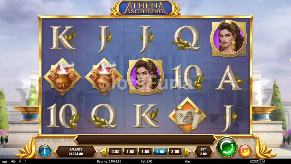 Segunda vista del juego base de Athena Ascending con wilds activos