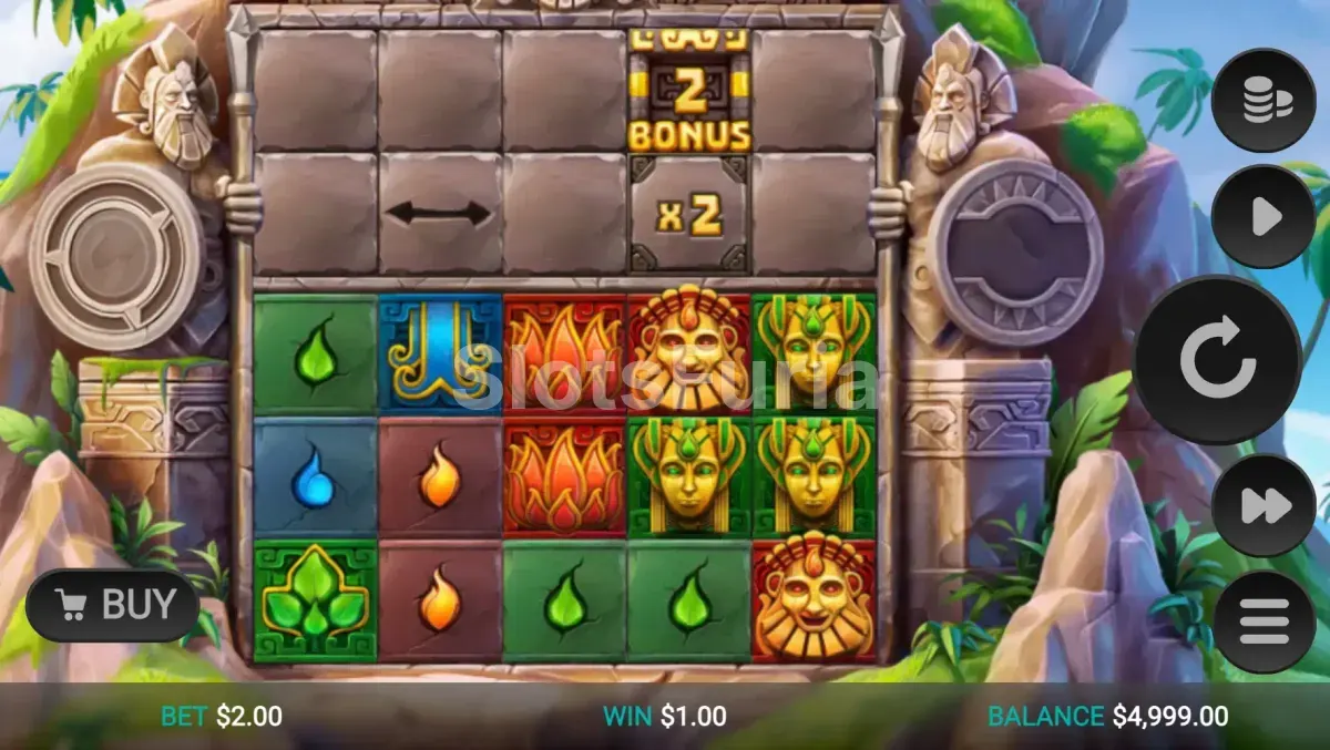 Pantalla principal del juego Atlantis Crush con sus cinco carretes submarinos