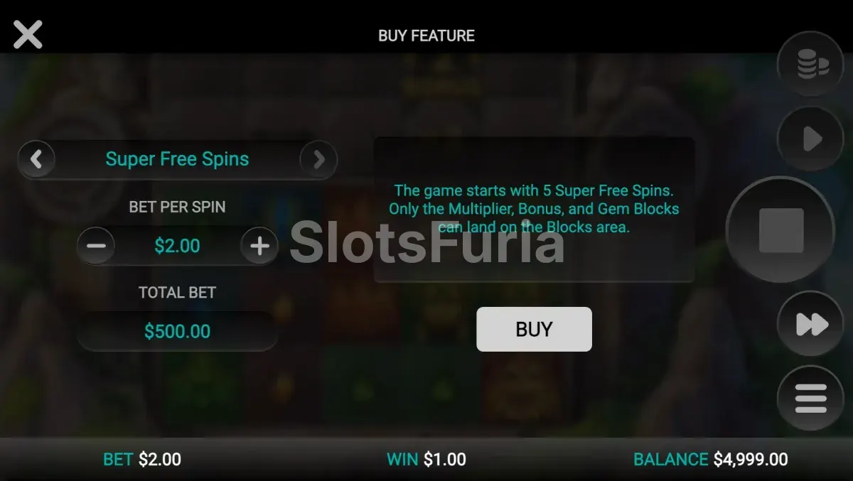 Interfaz de compra de bonus en Atlantis Crush con sus diferentes opciones