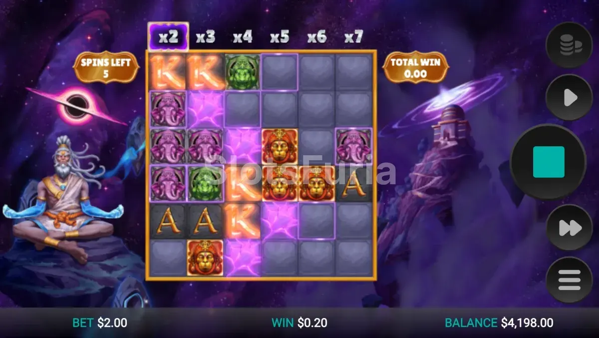 Ronda de giros gratuitos de Aura God con la escalera de multiplicadores activa