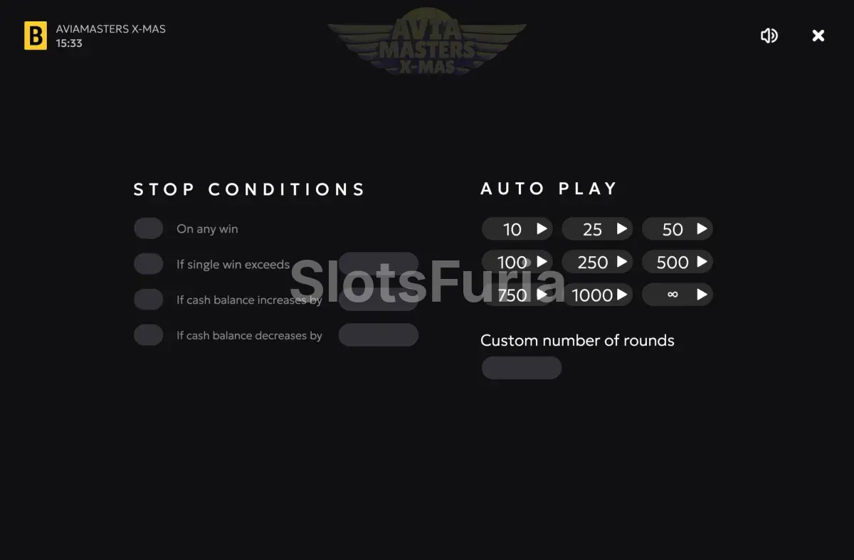 Configuración del juego automático en Aviamasters Xmas