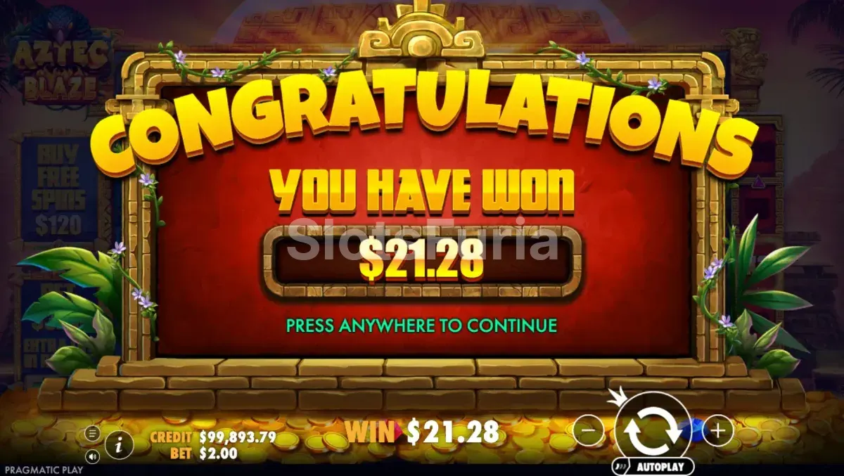 Gran premio con multiplicador en Aztec Blaze