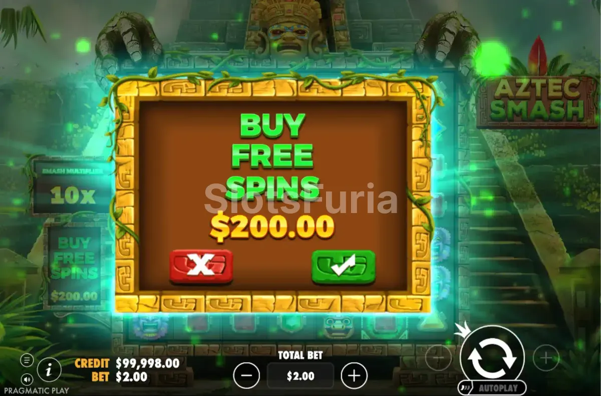 Opción de compra de bono en la slot Aztec Smash