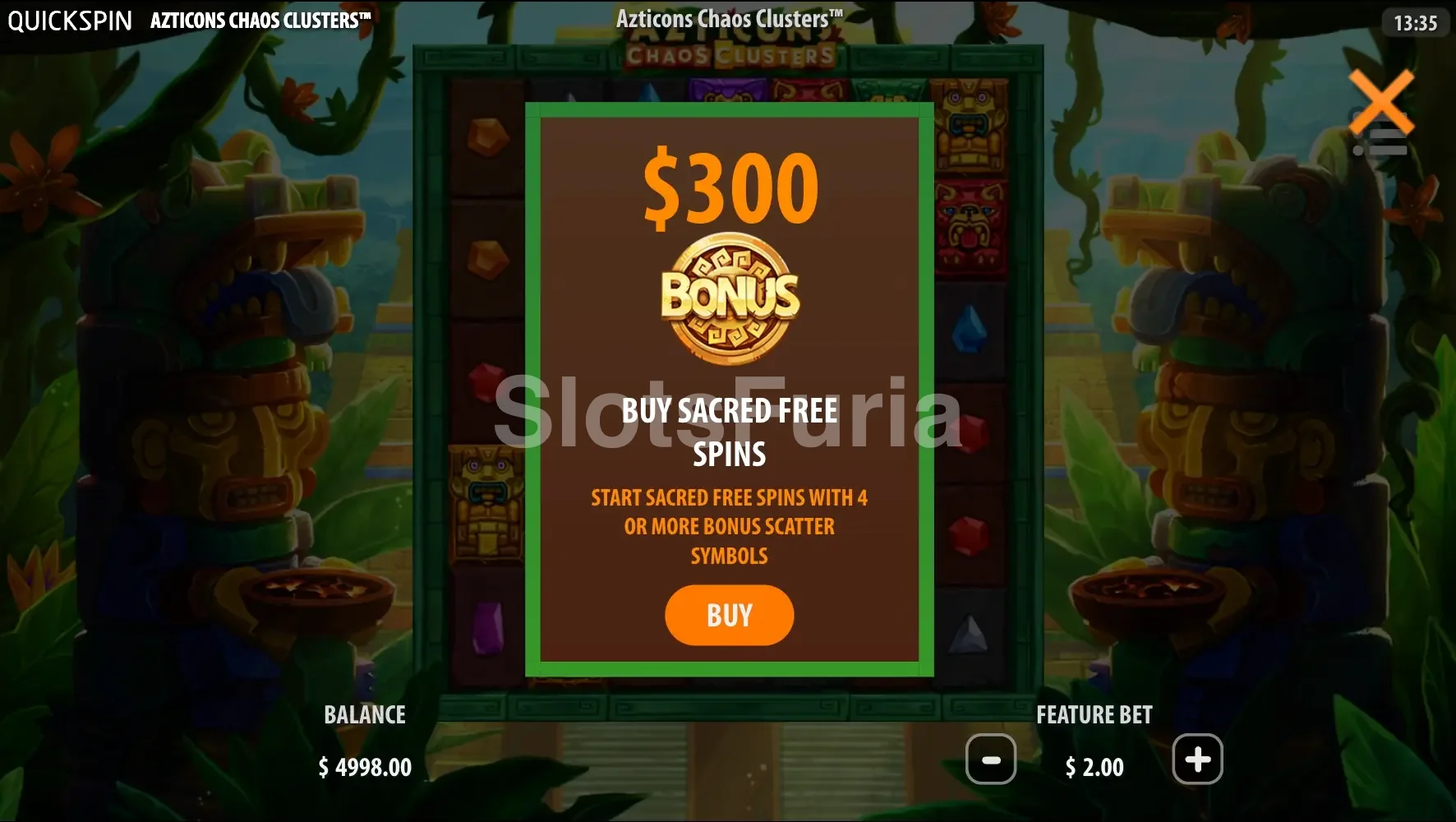 Opción de compra de bonus en Azticons Chaos Clusters de Quickspin