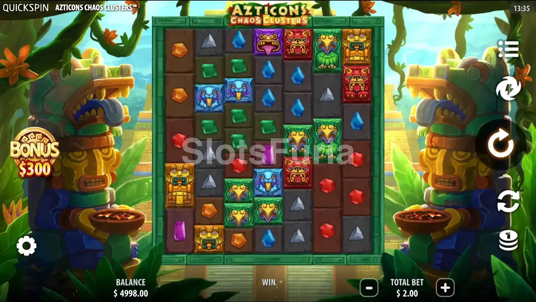 Pantalla principal de Azticons Chaos Clusters en plena acción