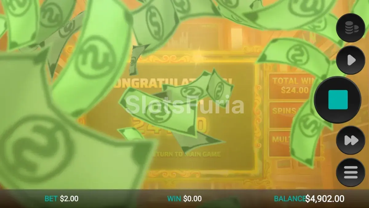Gran victoria en Bacon Bankroll con el contador de ganancias al máximo