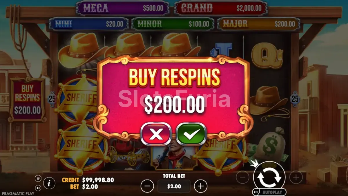 Pantalla de compra de bonus en Badge Blitz de Pragmatic Play