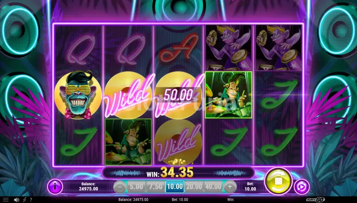 Resultado de giro con combinación ganadora en Banana Rock