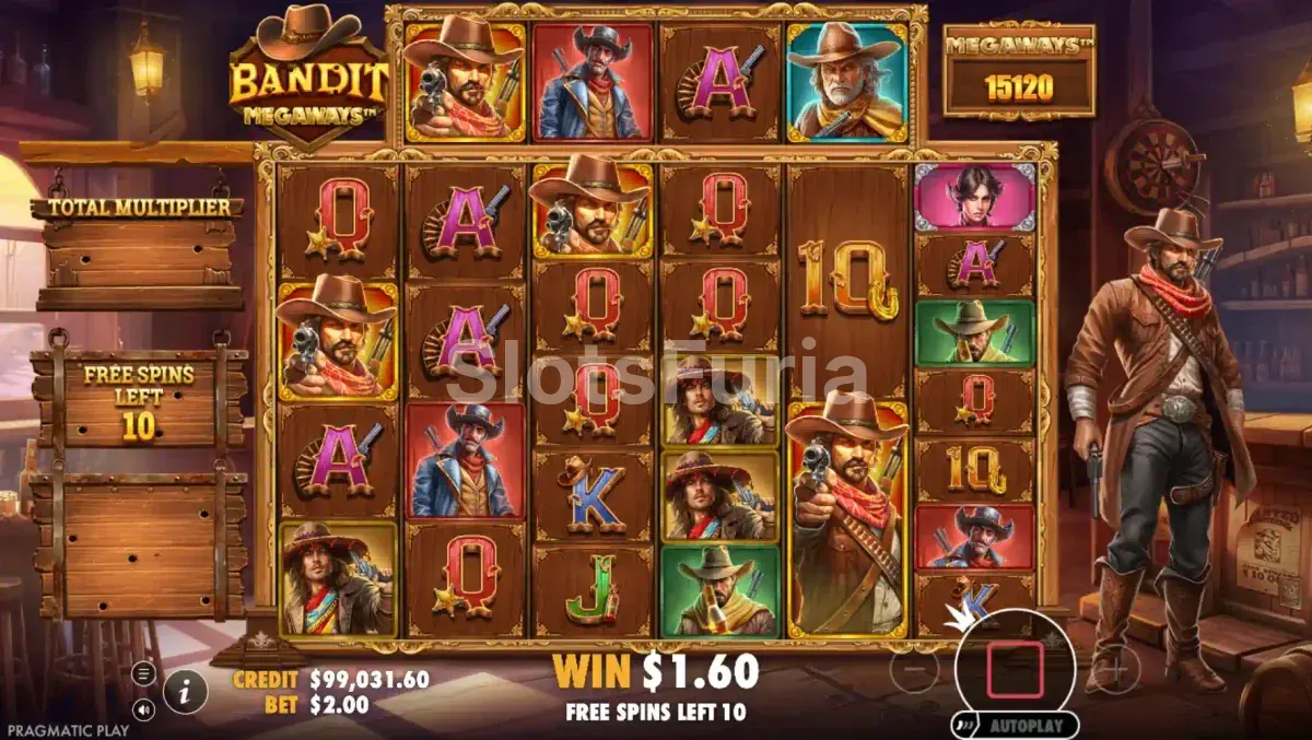 Ronda de giros gratuitos de Bandit Megaways en plena acción