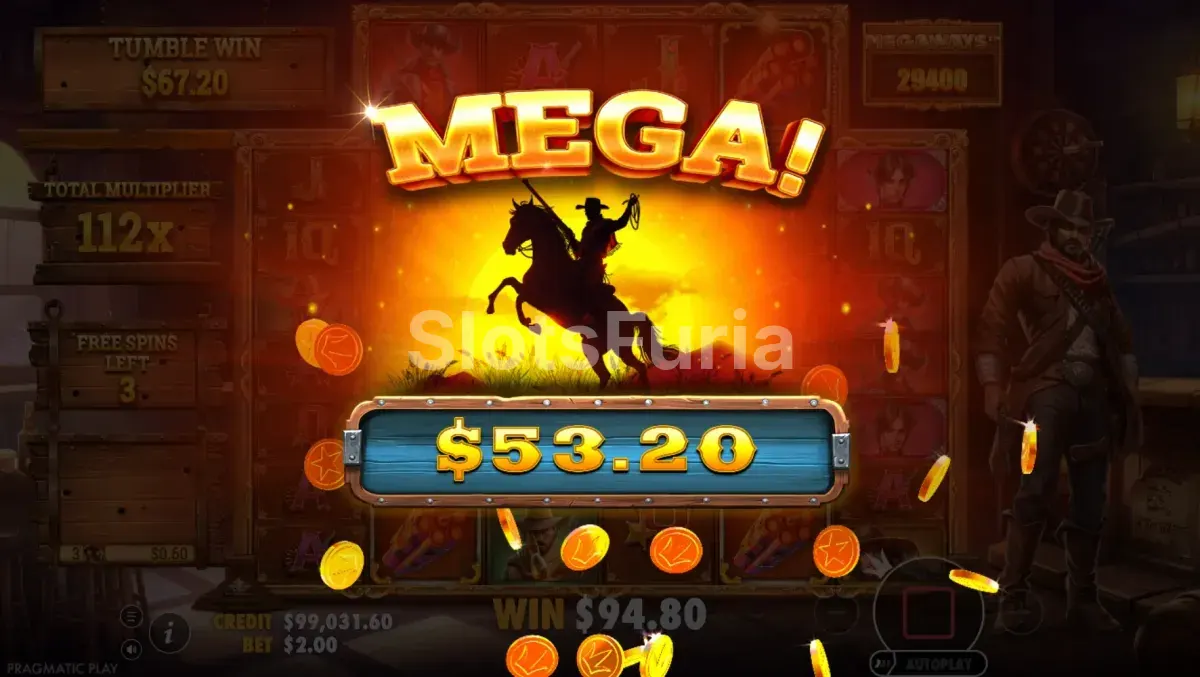 Gran victoria conseguida en Bandit Megaways de Pragmatic Play