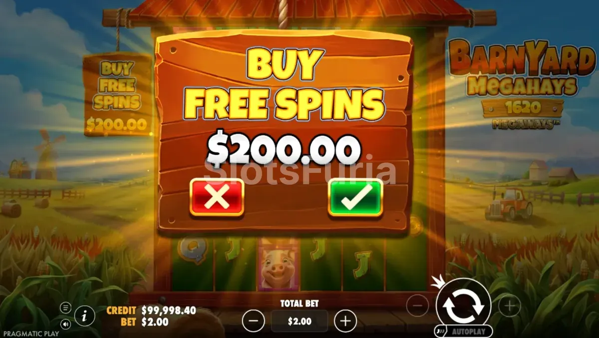 Función de compra de bonos en Barnyard Megahays Megaways de Pragmatic Play