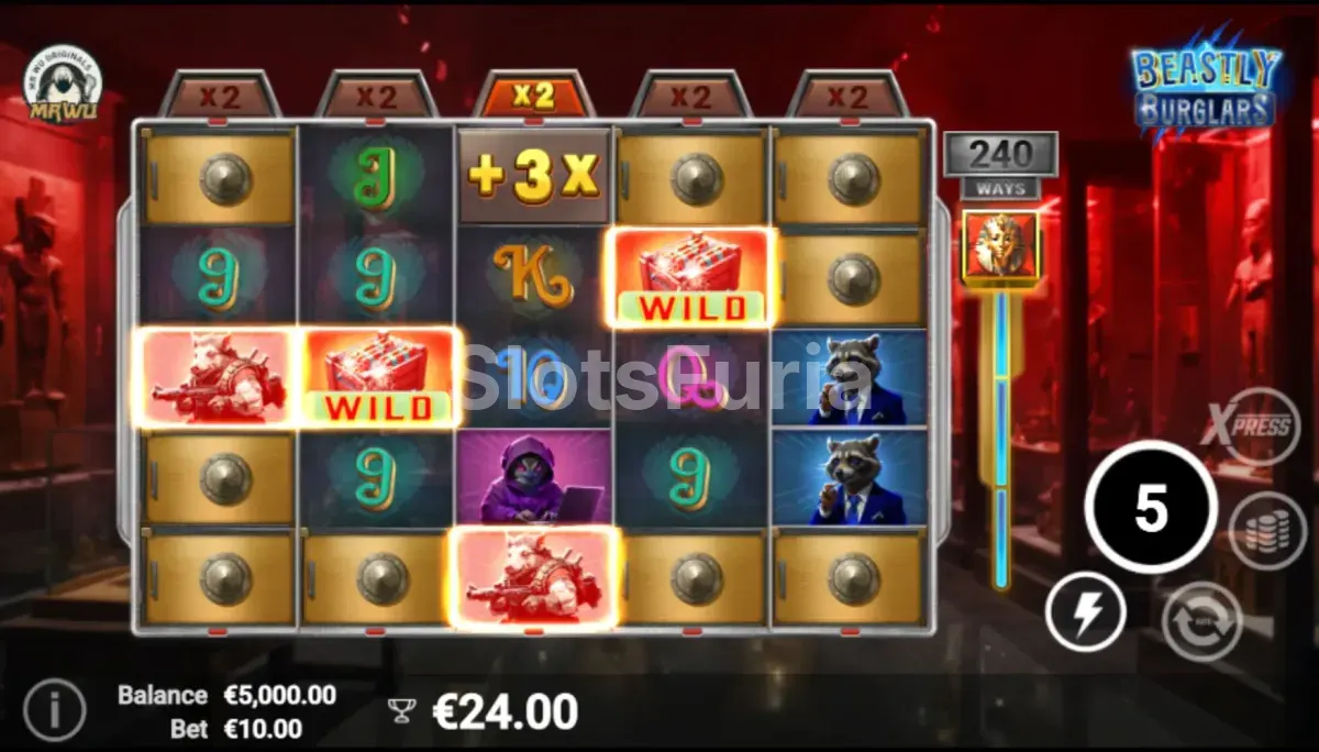 Ronda de giros gratis activada en Beastly Burglars