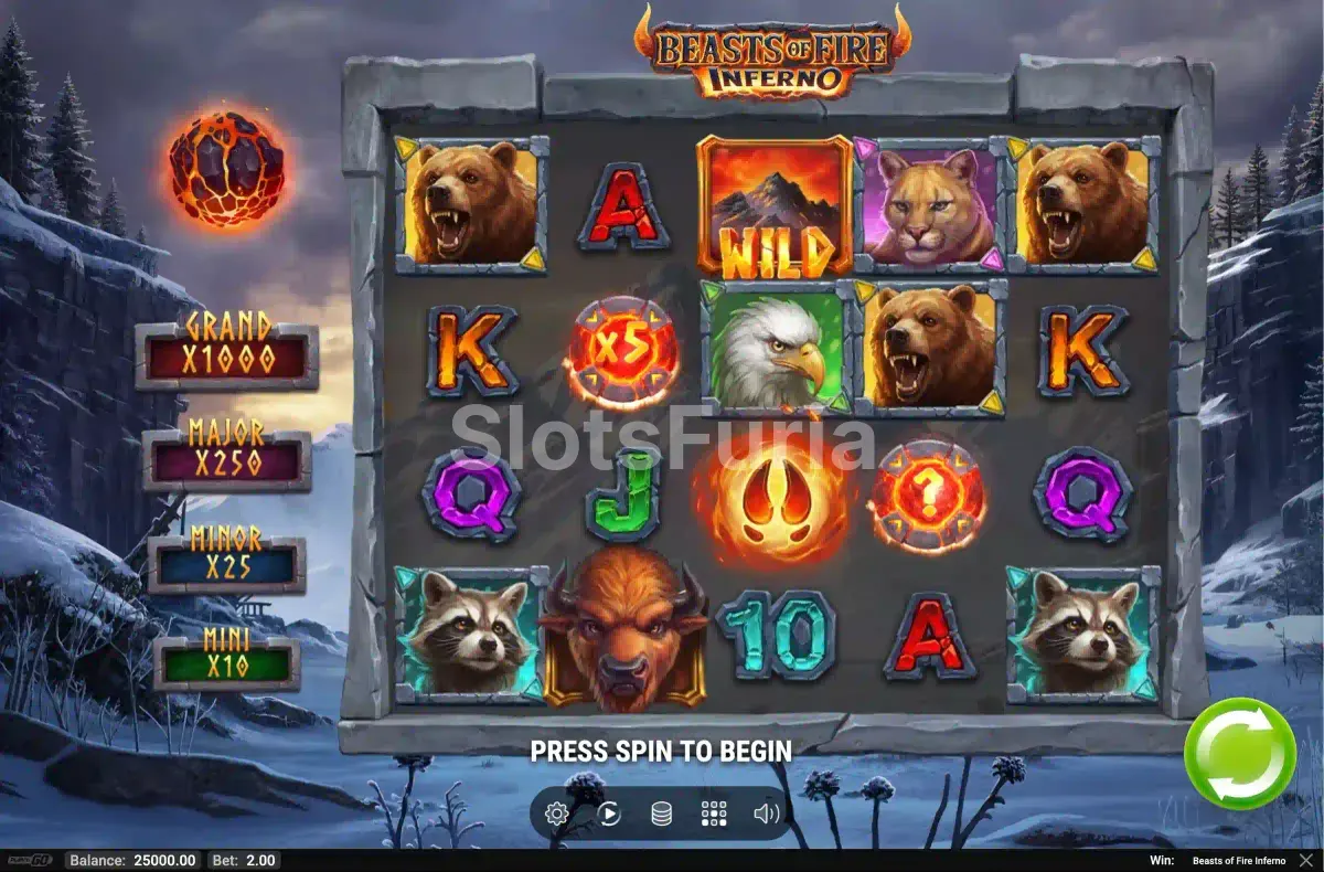 Juego base de Beasts of Fire Inferno con paisaje nevado