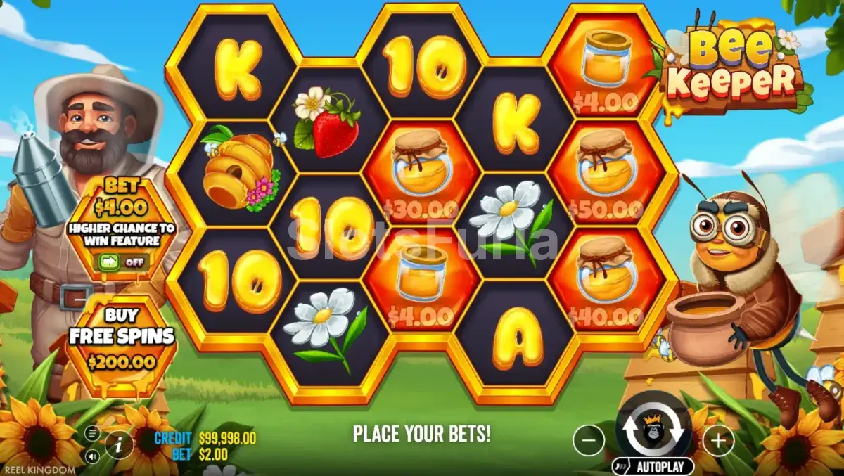 Pantalla principal del juego base en Bee Keeper