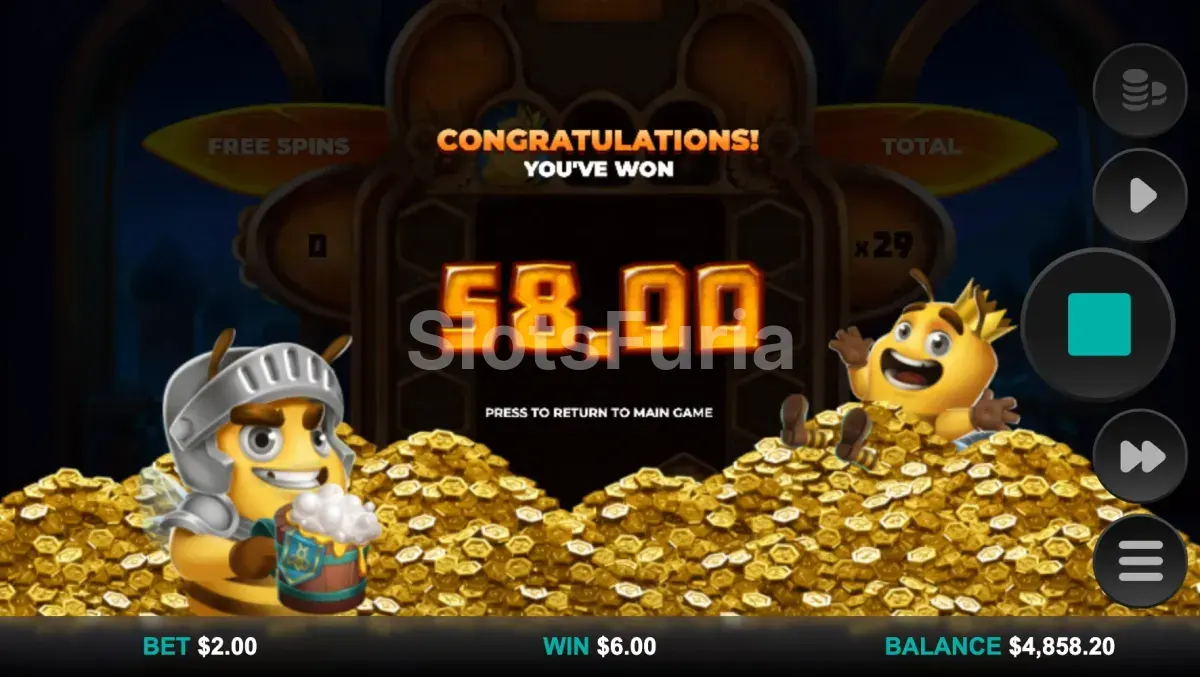 Gran victoria en Beellionaires Dream Drop con multiplicador máximo activo
