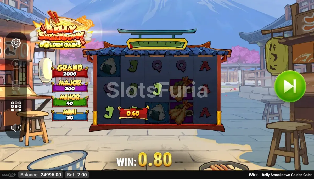jugada en base game de Belly Smackdown Golden Gains