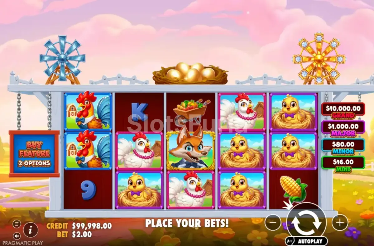 Juego base de Better Barn House Bonanza en una cuadrícula de 5 rodillos y 6 filas